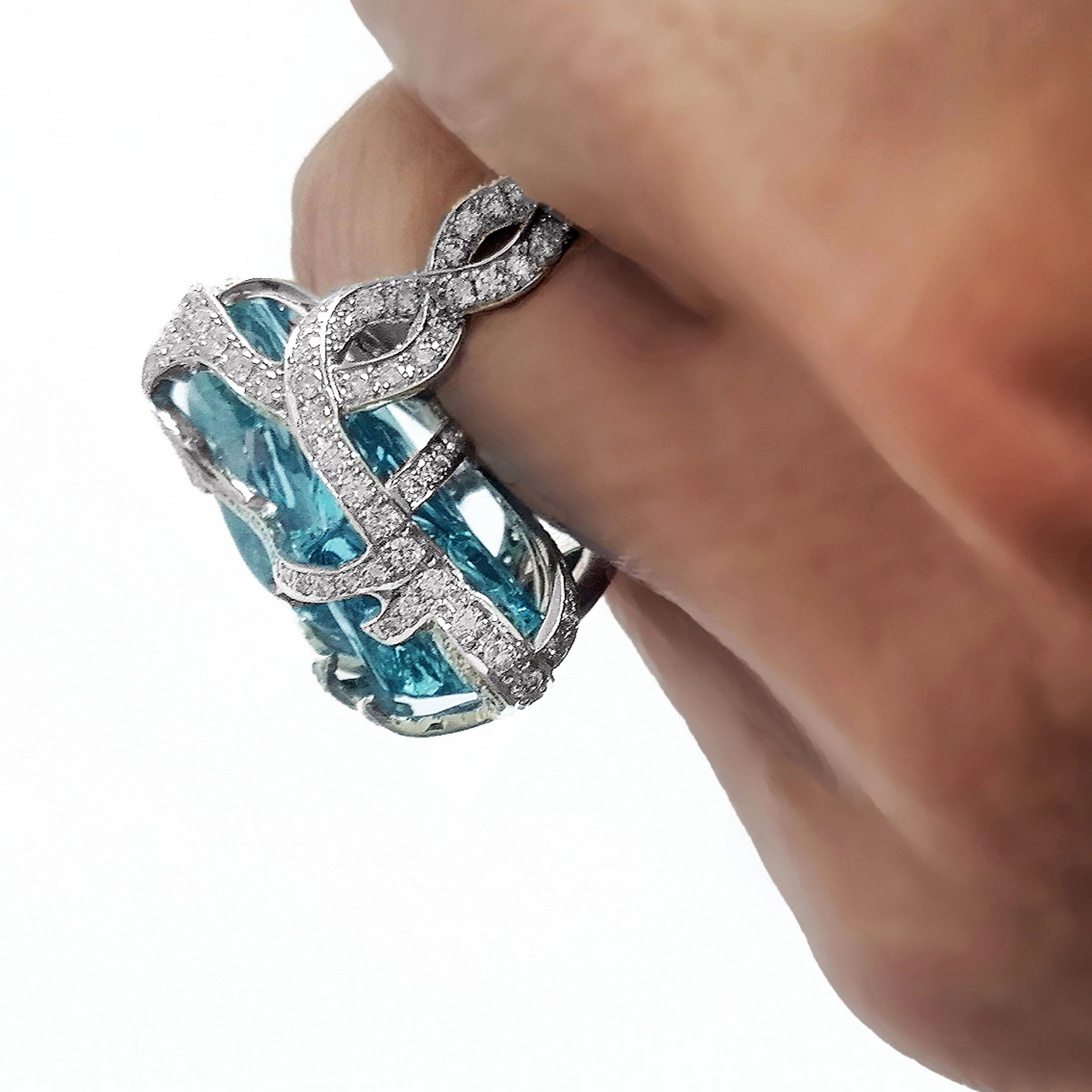 diamonds and aquamarine ring