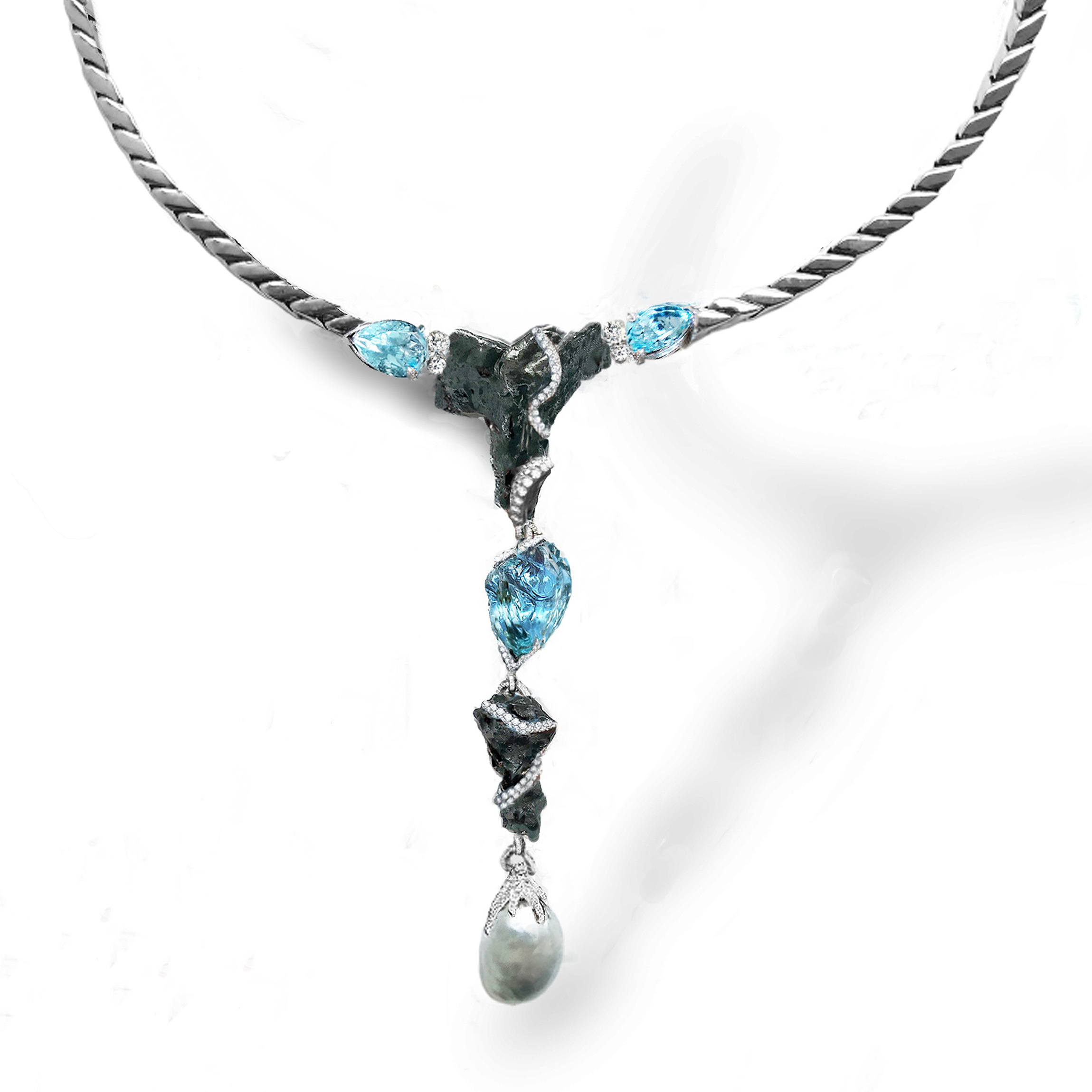 diamonds and aquamarine necklace